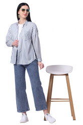 Unisex Loose Fit Stripe Shirt